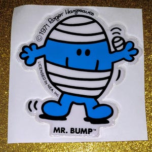 M. Bump vintage des années 1970 des années 1980 par Roger Hargreaves Puffy Sticker, très rare, GRAND, M. Men, ami sujet aux accidents