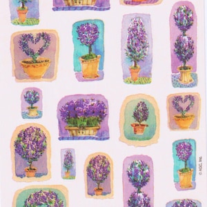 Topiaires topiaires AGC des années 1980 et 1990 dans de magnifiques vases, lierre, arbustes, en forme de coeur - mariage - toutes les nuances de violet