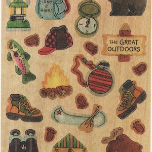 Vintage 1980s 1990s  Hallmark The Great Outdoors Camping and Hiking Sticker Sheet, Take A Hike!