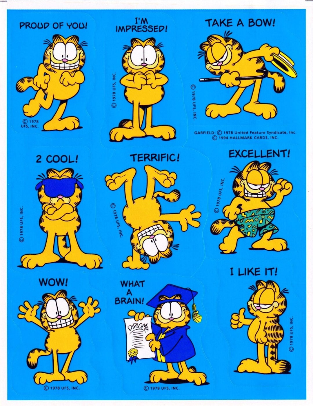 1980s 1980s Vintage Stickers Garfield the Cat by Jim Davis - Etsy