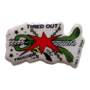 Années 1980 Années 1990 Années 2000 Sega Frogger vintage "Tired Out?" Autocollant gonflé, rare et restauré, jeu d’arcade vidéo des années 80