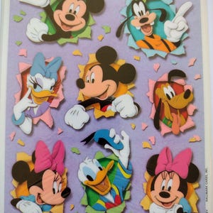 1980s 1990s Vintage Stickers, Hallmark Mickey and Minnie Mouse Disney Breakout Sticker Sheet