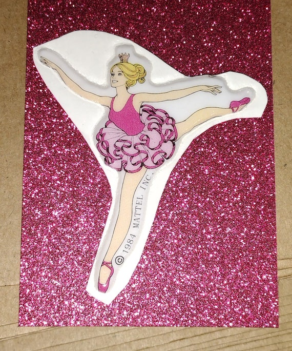 1980s Vintage Pink Barbie Doll Puffy Sticker Dancing Ballerina
