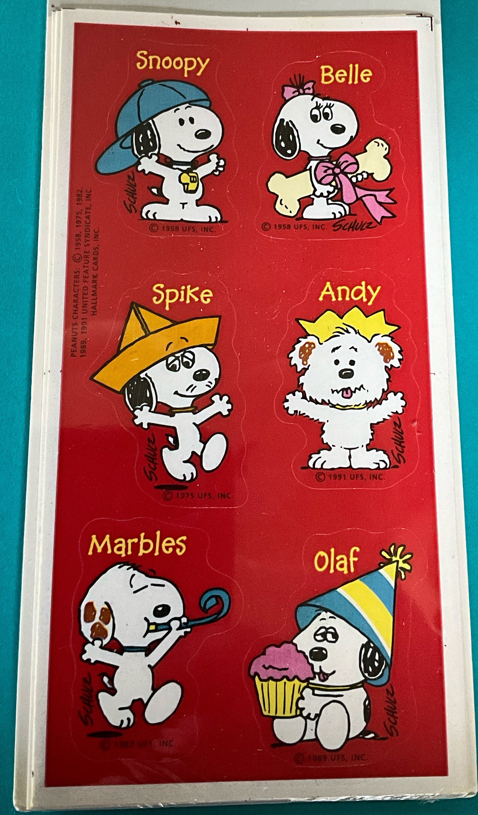 Vintage 1980s 1990s 2000s Hallmark Peanuts Sticker Sheet, Snoopy
