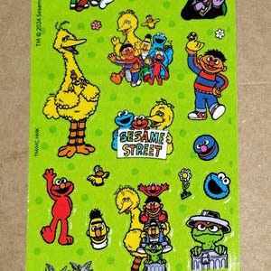 Sesame Street Characters Sticker Sheet of Elmo, Cookie, Ernie, and Big Bird, Oscar, Grover, The Count too, by Hallmark