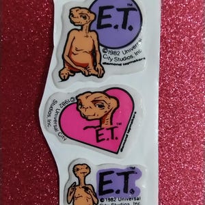 Stickers gonflés ET les extraterrestres vintage des années 1980, lot de 3