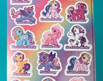 2008 My Little Pony Sticker Sheet, Single Loose Sheet, Hasbro, 80s 90s Retro, Rare Characters