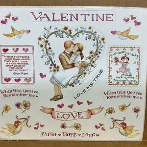 Vintage 1980s 1990s 2000s Susan Branch Sweetheart Valentine's Sticker Sheet #12709, Faith Hope Love, Love Me True, Couple