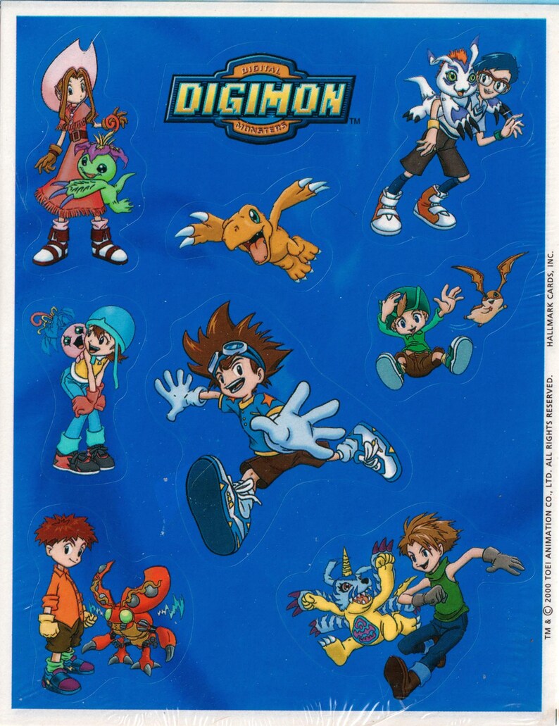 Sticker Toei Animation 1980s 1990s 2000s Vintage Sticker Sheet by Hallmark, Digimon - Etsy