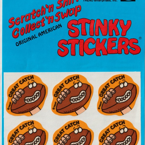 Vintage 1980s Trend Matte Scratch and Sniff Stickers in Sealed Package - Leather (football) Pigskin