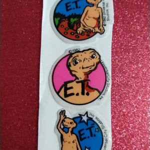 Stickers gonflés ET les extraterrestres vintage des années 1980, lot de 3