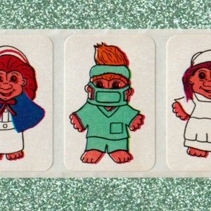 Années 1980, 1990, 2000, vintage, Russ Berrie, troll, infirmière, docteur, médical, poupées, unique, (1), autocollant, bande