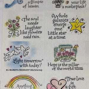 Feuille d'autocollants vintage des années 1980, 1990, 2000, salutations américaines, ne m'oubliez pas, citations positives sur la vie, encouragement