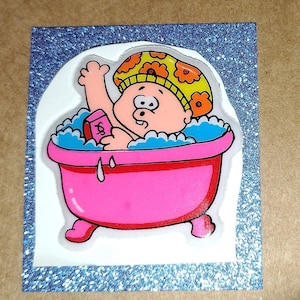1980s Vintage Alvin and The Chipmunks in Bubble Bath, 1984 Puffy Sticker, Original Back, Rare