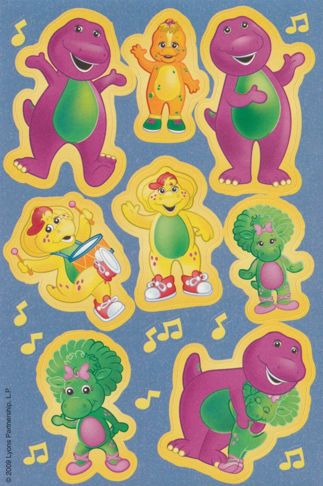 Vintage 1980s 1990s 2000s Sticker Sheet, Barney the Purple Dinosaur and ...
