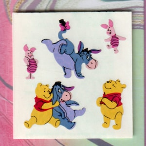 Vintage Sandylion  Winnie the Pooh, Piglet and Eeyore Jumping in Air Kromekote Sticker Module Single
