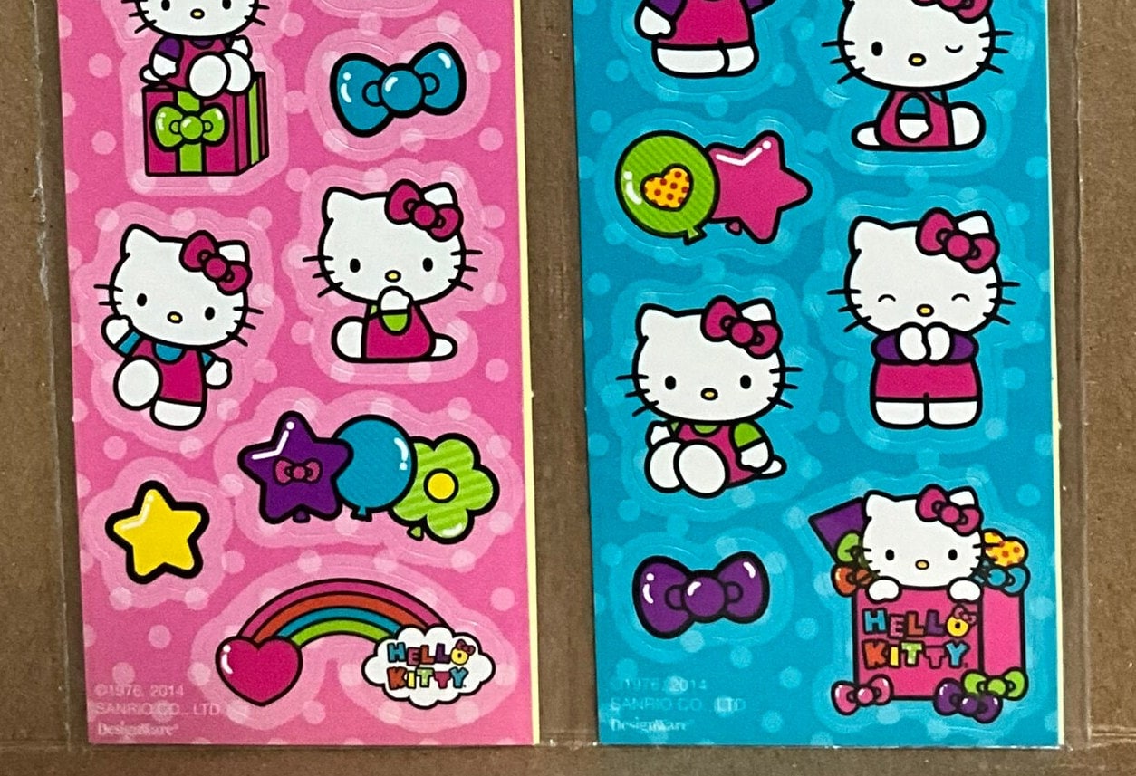 Vintage 1980s 1990s 2000s Hello Kitty Sticker Sheets, Set of Two
