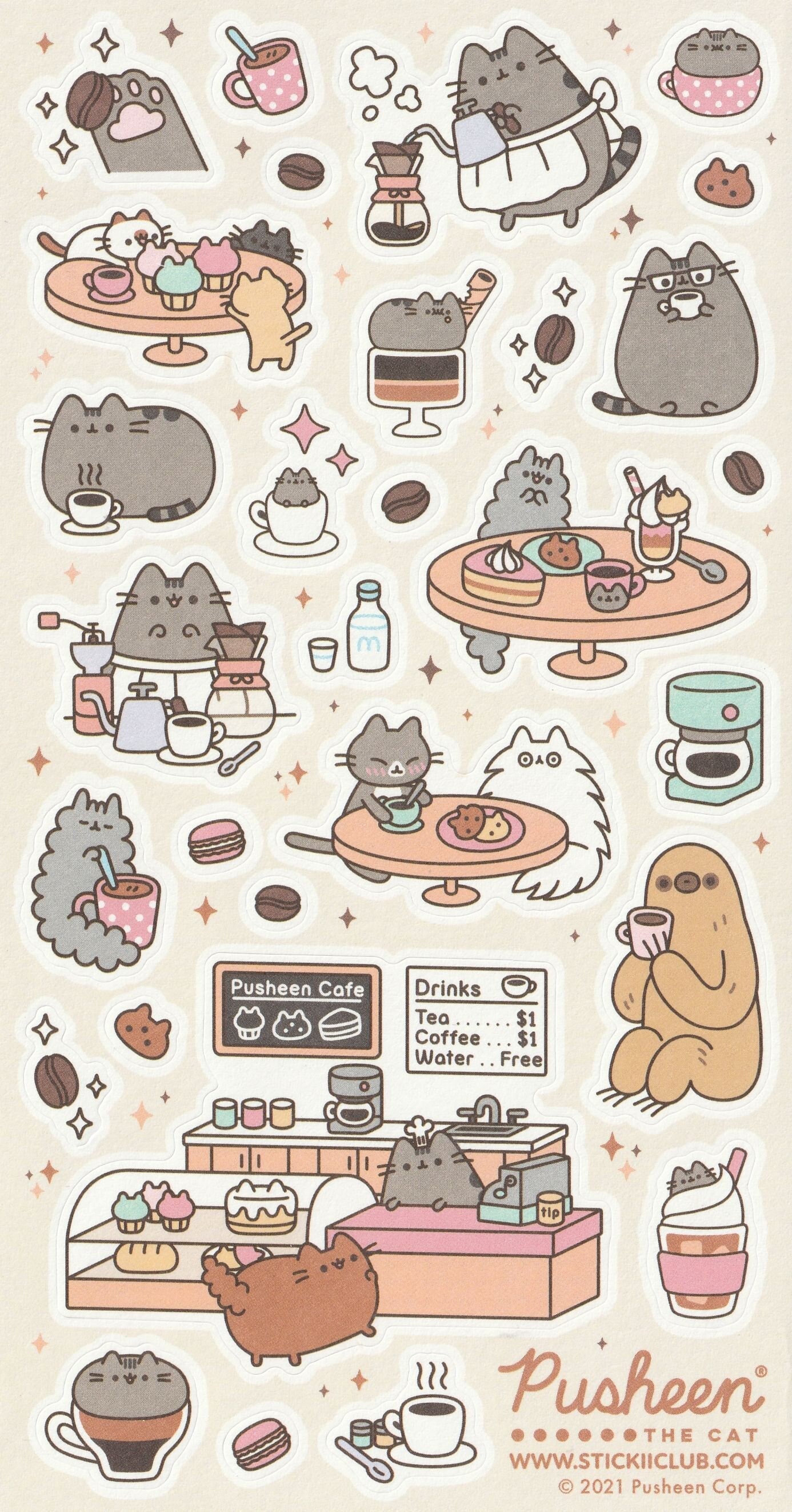 T] 50Pcs/Set Pusheen Stickers Pusheen Things Waterproof Stickers Decal for  Toys