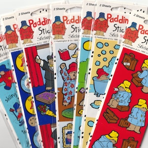 Vintage Paddington Bear Sticker Sheets by Stickopotamus, Your Choice, 80s 90s 2000s Cartoon, Reading Books, One Single Strip - NOT package