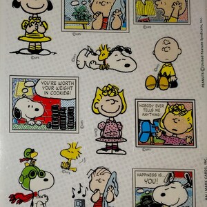 Cacahuètes vintage des années 1980 et 1990, Charlie Brown, Snoopy, feuille d'autocollants, amitié, correspondants - RARE !