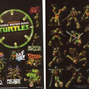 Lot de 2 feuilles d'autocollants Teenage Mutant Ninja Turtles des années 2000, TMNT, American Greetings 2013