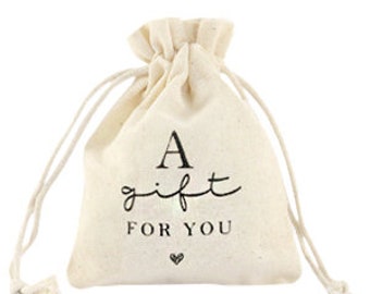 Jewelry bag linen "a gift for you" Off white, gift packaging, jewelry packaging