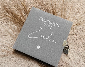 Diary by ..., high-quality linen cover and lock, with your desired name