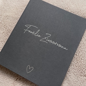Familien-Ordner / Familien-Buch / Familie Buch Ordner Mappe / Hochzeit / offenes Herz / dunkelgrau