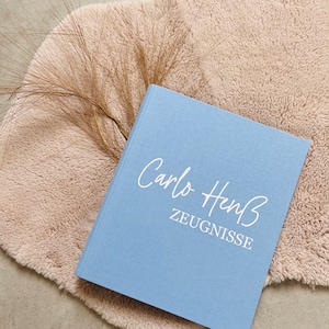 Ordner / Zeugnismappe / Schule - hellblau / Schrift 2