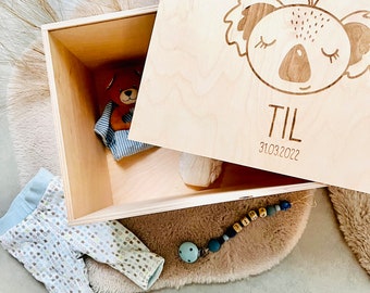 Erinnerungskiste Baby Kind - Erinnerungsbox - Kiste Box Holz - Geschenk zur Geburt Taufe -
