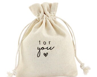 Jewelry bag linen "for you" Off white, gift packaging, jewelry packaging