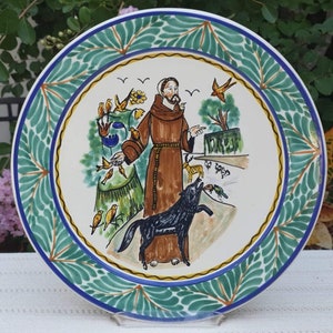 Saint Francis Decorative Plate 10, 12, 13.8&quot; Mayolica / Talavera Ceramics