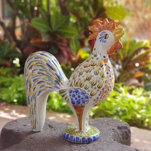 Rooster Decorative Ceramic Figure 12.6&quot; H Mayolica / Talavera handcrafted