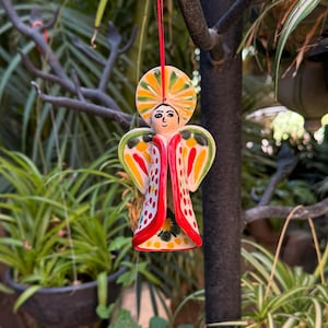 Christmas Ornament Angel Red Set of 2 pieces handcrafts decorative ceramic gift