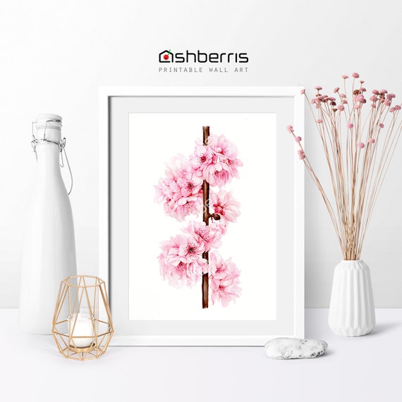 Watercolor Cherry Blossom Wall Art Flowers Pink - Cherry Blossom Wall Decor Watercolor Cherry Blossom Wall Art Flowers Pink - Cherry Blossom Wall Decor
