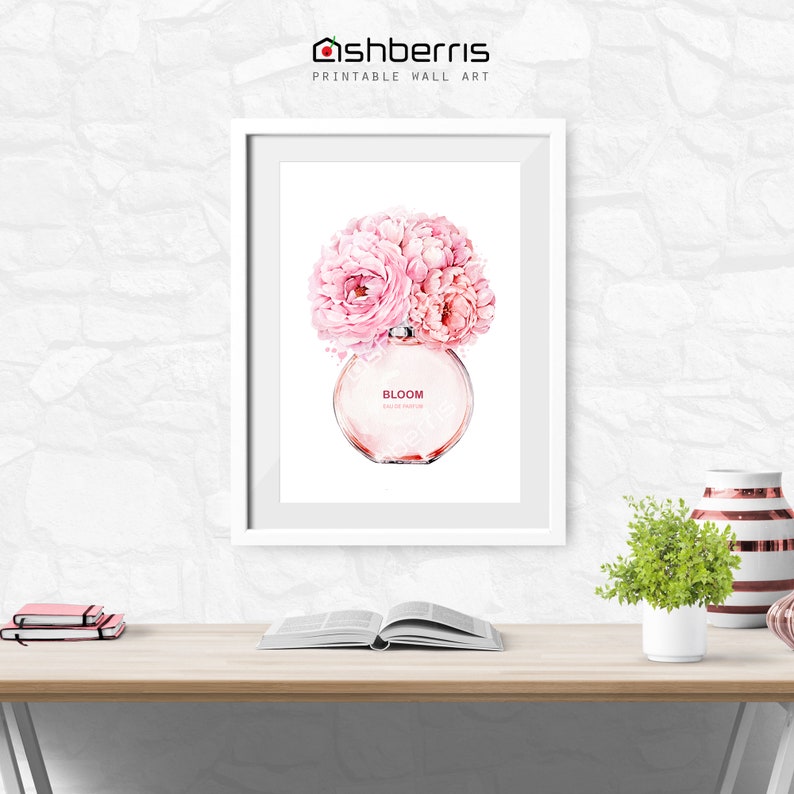 Watercolor Floral Perfume Print Fashion Illustration Wall Art Fashion ...