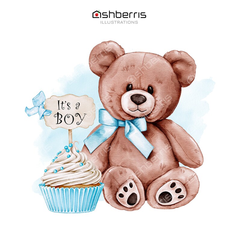 Baby Boy Clipart Watercolor Art Set Baby Shower Clipart Etsy