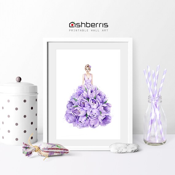 Watercolor Tulip Print Dress Fashion Sketch Poster Watercolor 