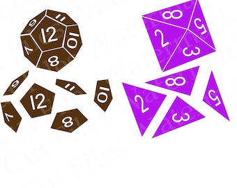 8 + 12 dés faces D D Dragon Dungeon jeu de rôle RPG coupe fichiers SVG & Studio 3 fichier Brother Cricut découpe téléchargement numérique stickers dessins