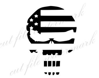 Skull Punisher USA Cut Files SVG & Studio 3 File for Silhouette Brother Cricut Cutouts Decals Designs SVGs Cutout Stencil bumper sticker