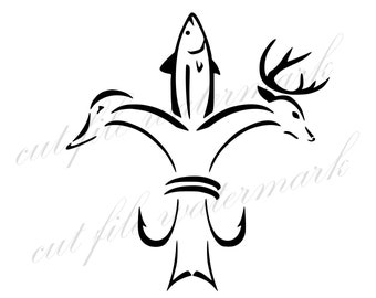 Fish Deer Duck Hunting Hook season Cut Files SVG & Studio 3 File for Silhouette Brother Cricut Cutouts Decals Designs SVGs Cutout Stencil
