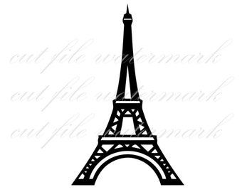 Torre Eiffel París Digital PNG SVG & Studio 3 Archivo para Silhouette Brother Cricut Recortes Calcomanías Diseños SVGs Cutout Camiseta