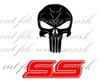 Slingshot Skull Punisher Cut Files SVG & Studio 3 File for Silhouette Brother Cricut Cutouts Decals Designs PNG Stencil bumper sticker SS