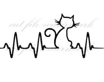 Cat I Love Cats Heart Bumper sticker Cut Files SVG & Studio 3 File for Silhouette Brother Cricut Cutouts Decals Designs SVGs Cutout Stencil