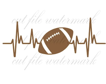 Battement de coeur Super Bowl Football coupe fichiers SVG & fichier Studio 3 pour Silhouette frère Cricut découpes Stickers dessins SVG découpe pochoir pare-chocs