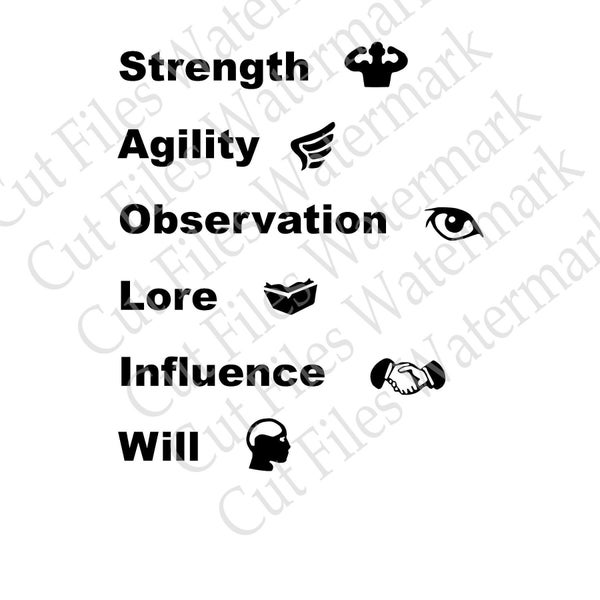 Mansions of Madness Digital Download Investigators Action Icons Stats Strength Lore Will Agility Influence Observation