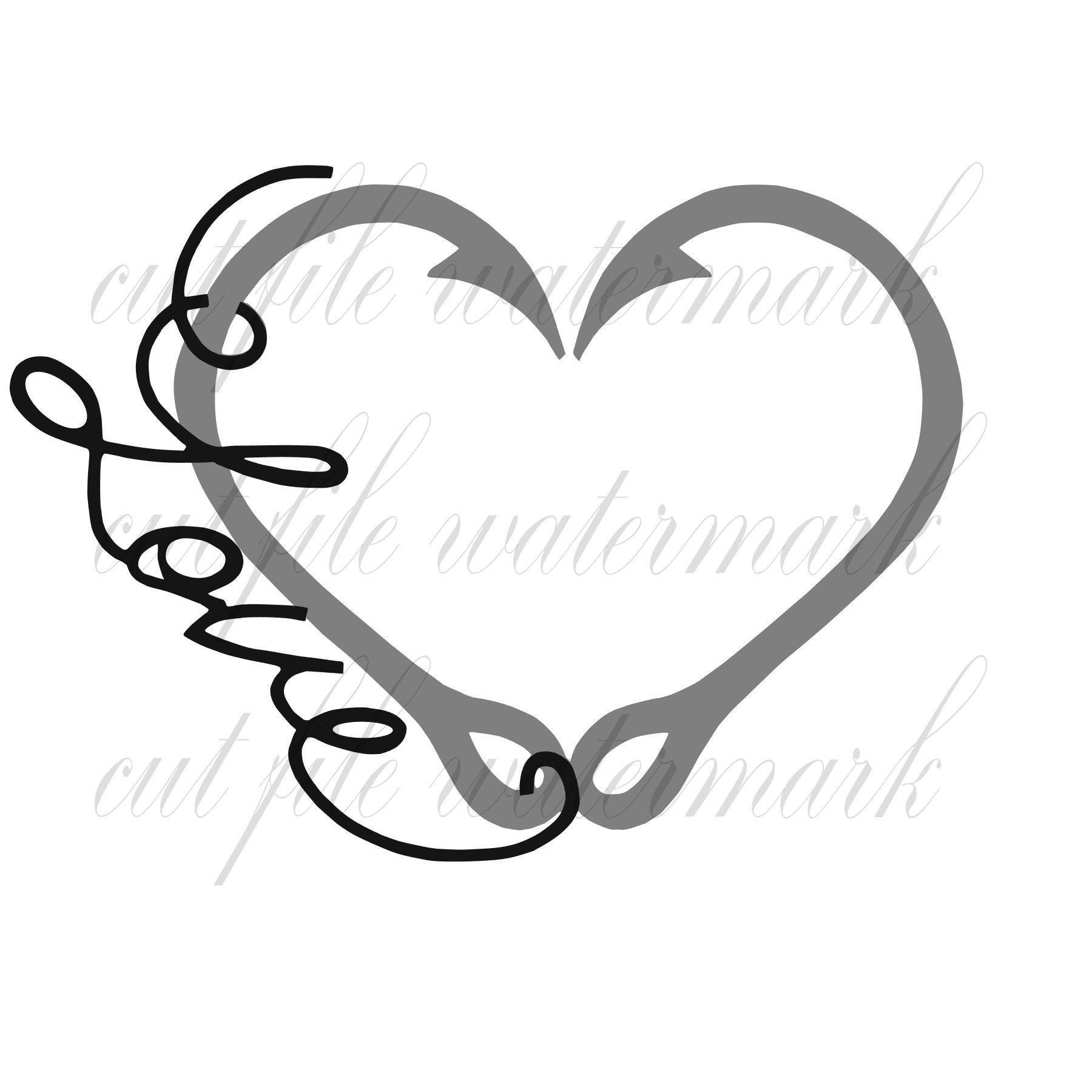 Ciwfishing Hook Heart Tattoo 15 - 1e8jhio