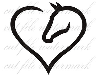 Digital Horse Heart Equestrian Horses Pony Cut Files SVG & Studio 3 File for Silhouette Brother Cricut Cutouts Decals SVGs Stencil Truck Car