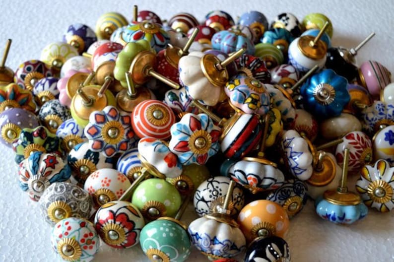 20 Ceramic Knobs with Set of 6 Coaster Combo Offer Door Knobs Cabinet Knobs Knobs for Furniture Dresser Knobs and Pulls Free Coaster