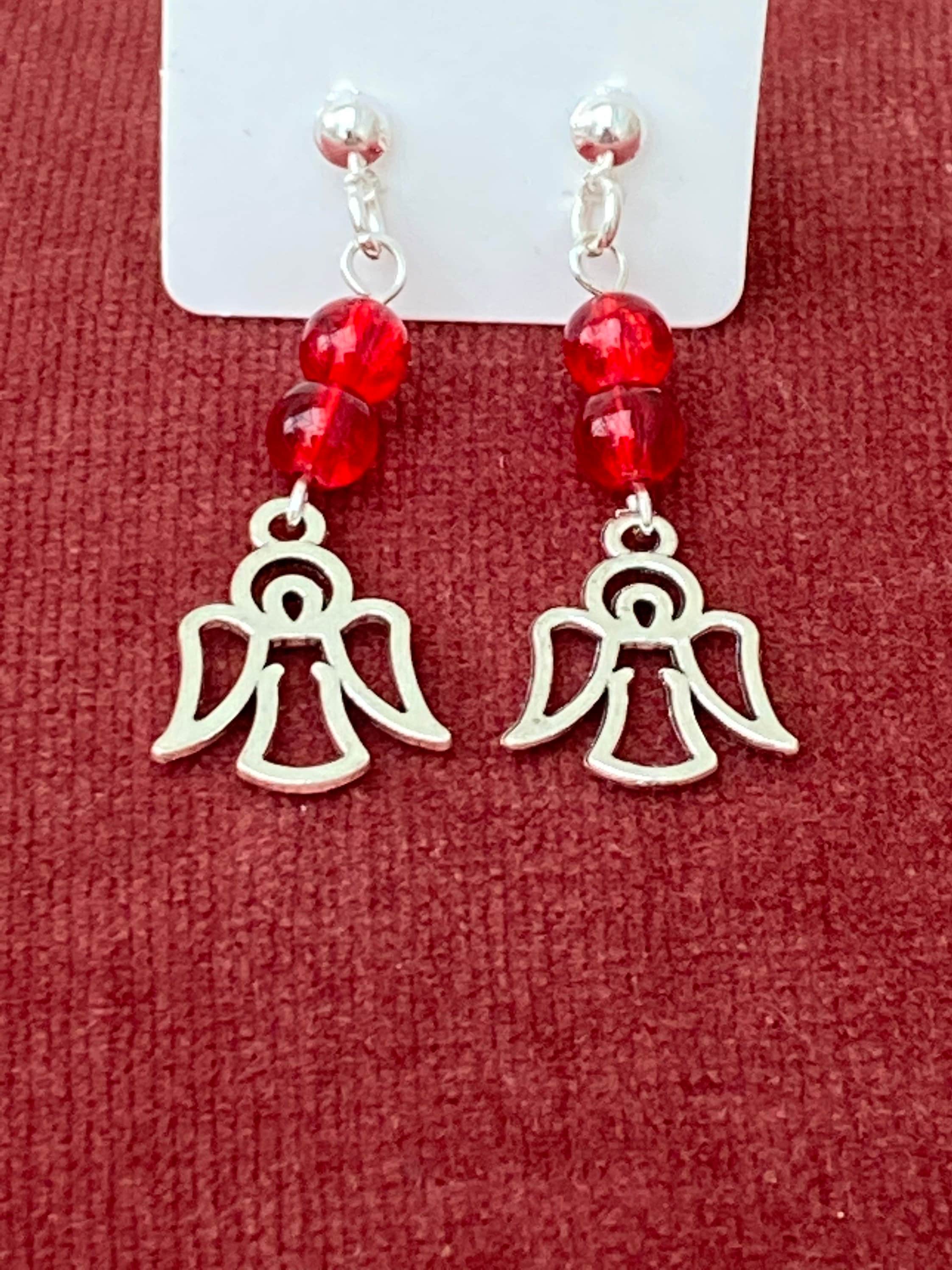 Angel earrings. Christmas angel earrings. Angel and crackle  Etsy